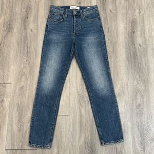 Denim Forum THE YOKO Casual Dark Blue Wash Denim High Rise Slim Jeans